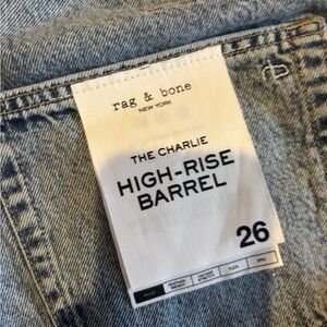 Rag & Bone The Charlie Blue High-Rise Barrel Jeans- size 26